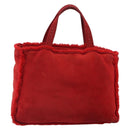 CHANEL Tote Bag Suede Red CC Auth 164529-3