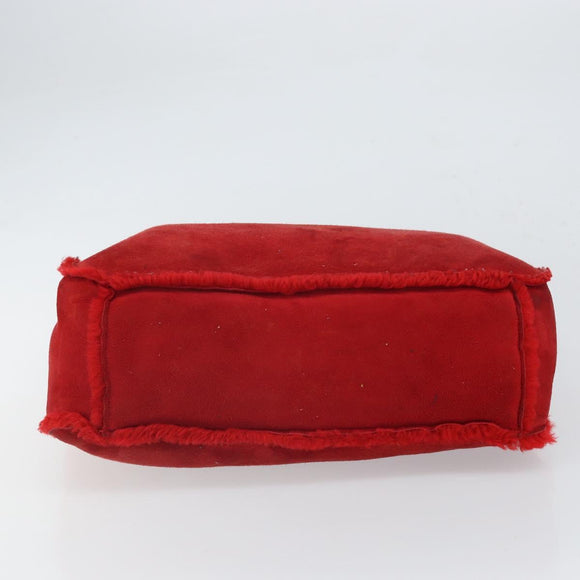 CHANEL Tote Bag Suede Red CC Auth 164529