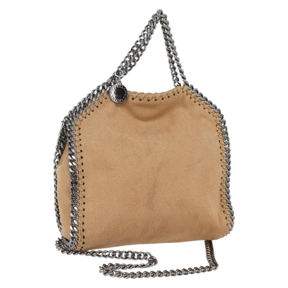 Stella MacCartney Chain Falabella Bag Polyester Beige Silver 371223 Auth 164532