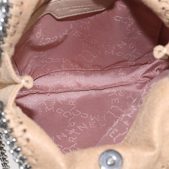 Stella MacCartney Chain Falabella Bag Polyester Beige Silver 371223 Auth 164532