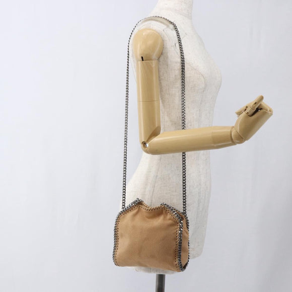 Stella MacCartney Chain Falabella Bag Polyester Beige Silver 371223 Auth 164532