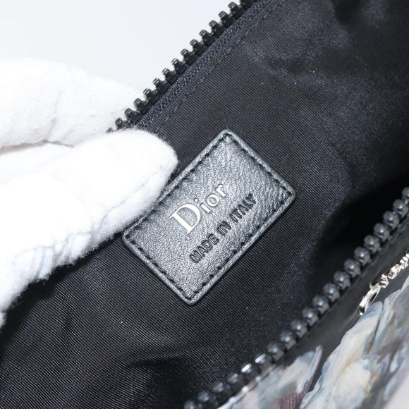 Christian Dior Clutch Bag Nylon Black Silver Auth 164536