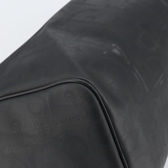 Christian Dior Trotter Canvas Boston Bag PVC Schwarz Gold Auth 164537