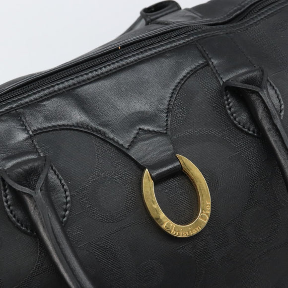 Christian Dior Trotter Canvas Boston Bag PVC Schwarz Gold Auth 164537