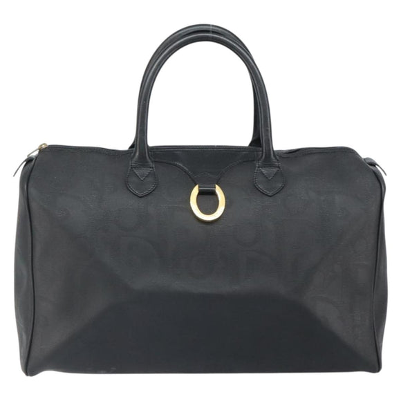 Christian Dior Trotter Canvas Boston Bag PVC Schwarz Gold Auth 164537