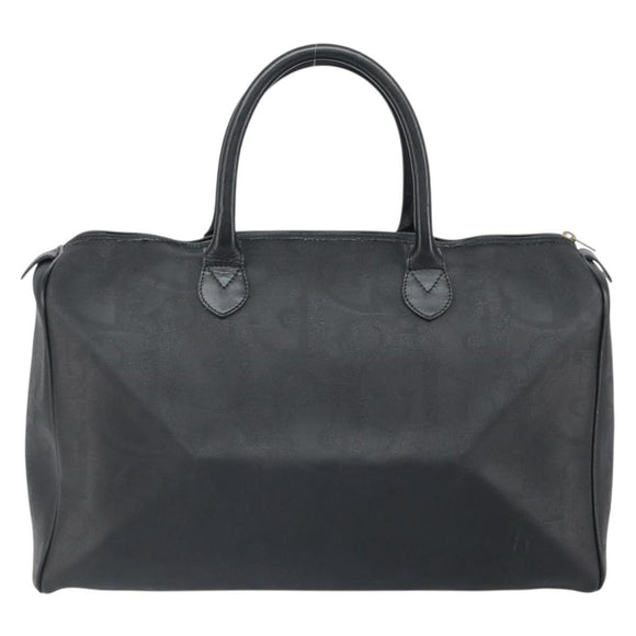 Christian Dior Trotter Canvas Boston Bag PVC Schwarz Gold Auth 164537