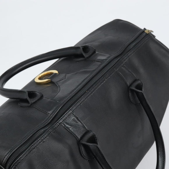 Christian Dior Trotter Canvas Boston Bag PVC Schwarz Gold Auth 164537