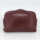 CARTIER Must Line Clutch Bag Leather 3 Set Bordeaux Auth 164633-8