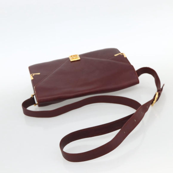 CARTIER Shoulder Bag Leather 2 Set Bordeaux Beige Auth 164635