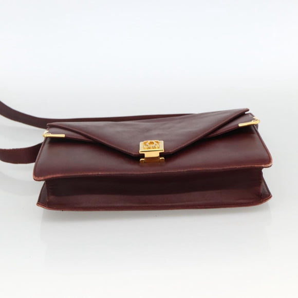 CARTIER Shoulder Bag Leather 2 Set Bordeaux Beige Auth 164635