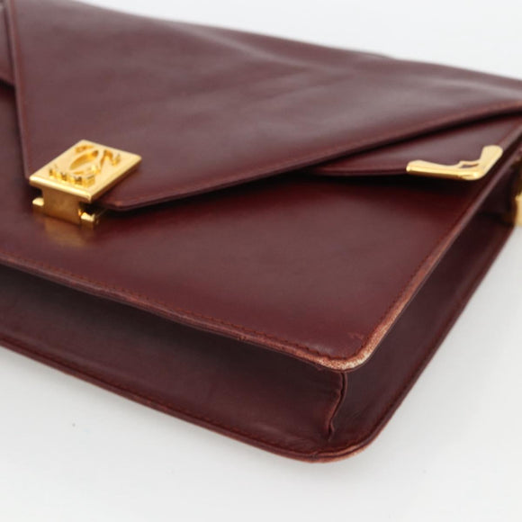 CARTIER Shoulder Bag Leather 2 Set Bordeaux Beige Auth 164635