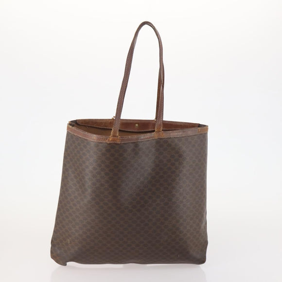 CELINE Macadam Canvas Tote Bag PVC Leather 2 Set Brown Beige Auth 164637