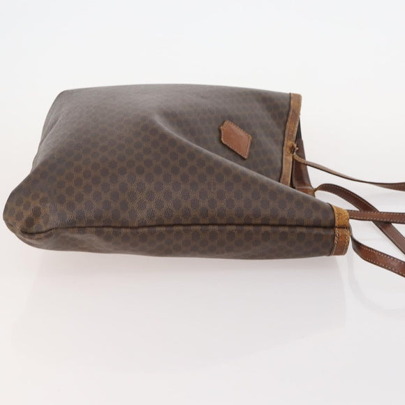CELINE Macadam Canvas Tote Bag PVC Leather 2 Set Brown Beige Auth 164637