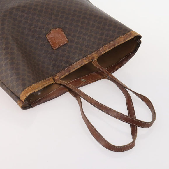 CELINE Macadam Canvas Tote Bag PVC Leather 2 Set Brown Beige Auth 164637
