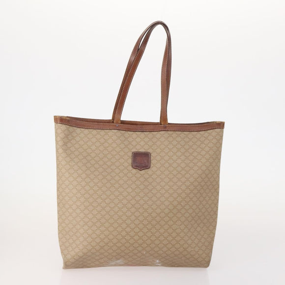 CELINE Macadam Canvas Tote Bag PVC Leather 2 Set Brown Beige Auth 164637