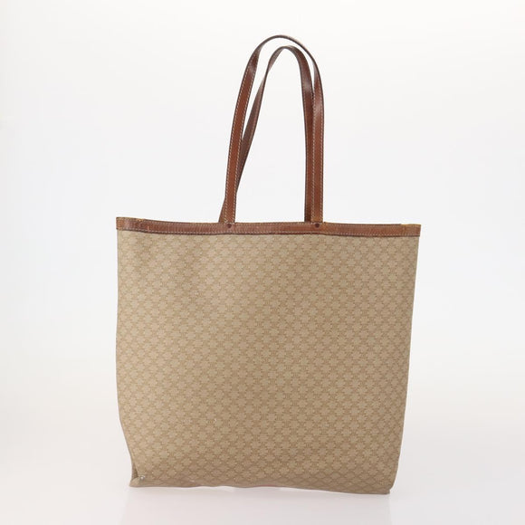 CELINE Macadam Canvas Tote Bag PVC Leather 2 Set Brown Beige Auth 164637
