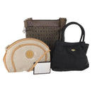 BOTTEGA VENETA Fendi Bulgari Bag Coated Canvas Nylon 3 Set Brown Auth 164639-1