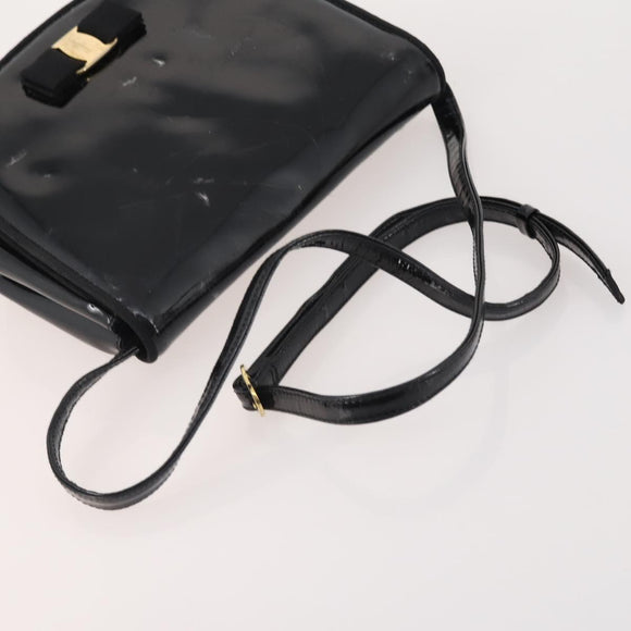 Salvatore Ferragamo Shoulder Bag Canvas Patent leather 3 Set Black Auth 164640