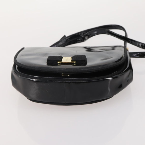 Salvatore Ferragamo Shoulder Bag Canvas Patent leather 3 Set Black Auth 164640
