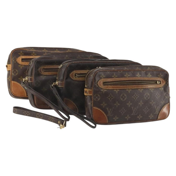 LOUIS VUITTON Monogram Marly Dragonne GM Clutch Bag 4 Set M51825 LV Auth 164641
