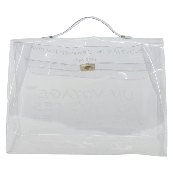 HERMES Vinyl Kelly Hand Bag Vinyl Clear Auth 164684