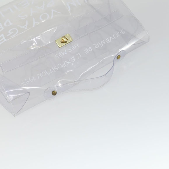 HERMES Vinyl Kelly Hand Bag Vinyl Clear Auth 164684
