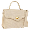 BALLY Hand Bag Leather 2way Ivory Gold Auth 164690-1