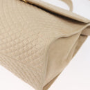 BALLY Hand Bag Leather 2way Ivory Gold Auth 164690-13