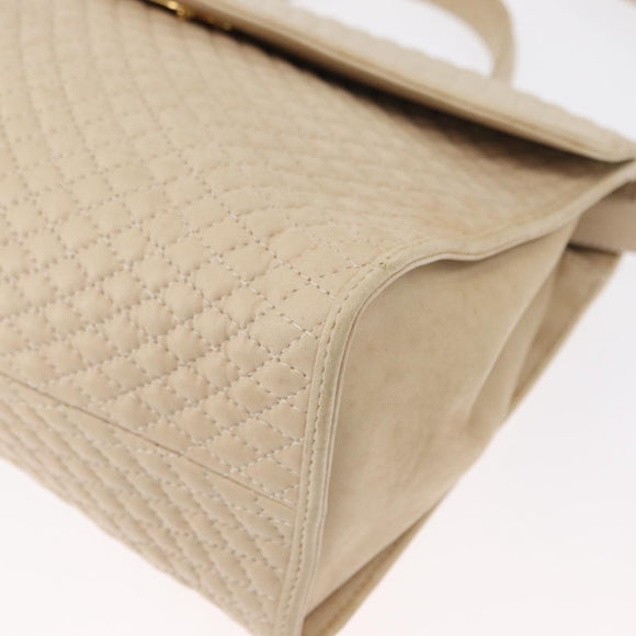 BALLY Hand Bag Leather 2way Ivory Gold Auth 164690