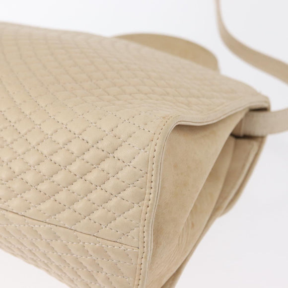 BALLY Hand Bag Leather 2way Ivory Gold Auth 164690