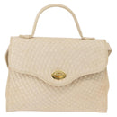 BALLY Hand Bag Leather 2way Ivory Gold Auth 164690-2