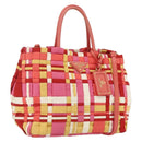 PRADA Hand Bag Nylon 2way Red Gold Auth 164691-1