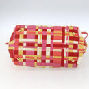 PRADA Hand Bag Nylon 2way Red Gold Auth 164691-5
