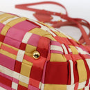 PRADA Hand Bag Nylon 2way Red Gold Auth 164691-16