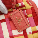 PRADA Hand Bag Nylon 2way Red Gold Auth 164691-18