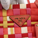 PRADA Hand Bag Nylon 2way Red Gold Auth 164691-19