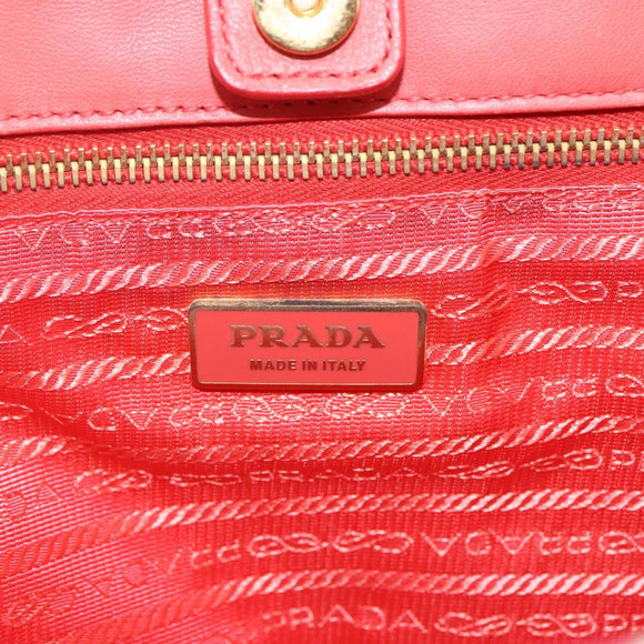 PRADA Hand Bag Nylon 2way Red Gold Auth 164691