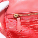 PRADA Hand Bag Nylon 2way Red Gold Auth 164691-21
