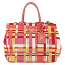 PRADA Hand Bag Nylon 2way Red Gold Auth 164691-13