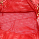 PRADA Hand Bag Nylon 2way Red Gold Auth 164691-11