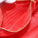 PRADA Hand Bag Nylon 2way Red Gold Auth 164691-24