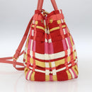 PRADA Hand Bag Nylon 2way Red Gold Auth 164691-3