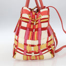 PRADA Hand Bag Nylon 2way Red Gold Auth 164691-4