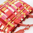 PRADA Hand Bag Nylon 2way Red Gold Auth 164691-6