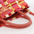 PRADA Hand Bag Nylon 2way Red Gold Auth 164691-7