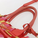 PRADA Hand Bag Nylon 2way Red Gold Auth 164691-8