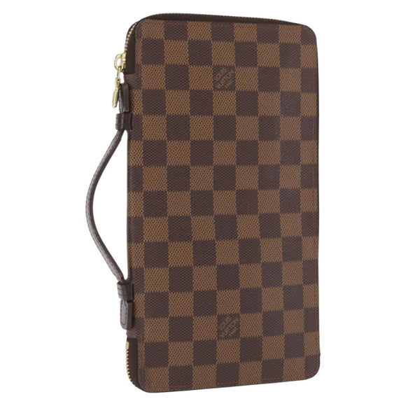 LOUIS VUITTON Damier Ebene Zippy Organizer Long Wallet N60003 LV Auth 164703V