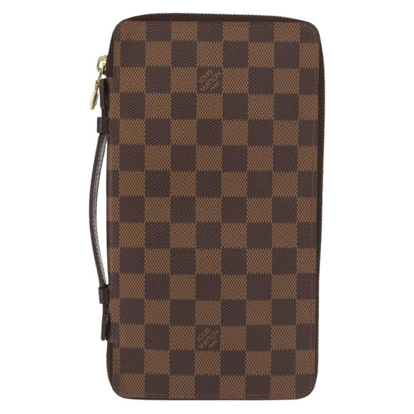 LOUIS VUITTON Damier Ebene Zippy Organizer Long Wallet N60003 LV Auth 164703V