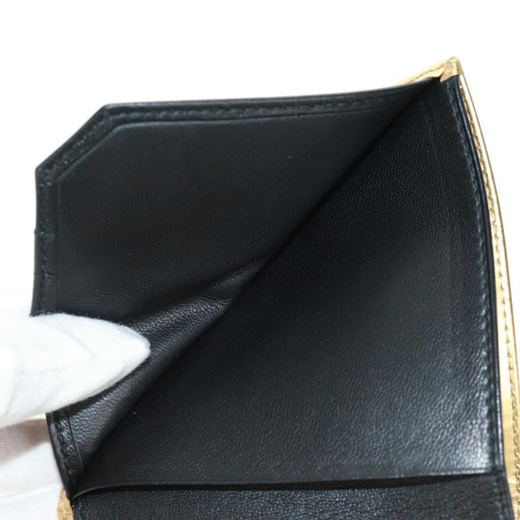 LOEWE Anagram Compact Wallet Leather Gold Silver Auth 164706V