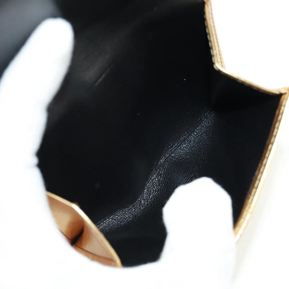 LOEWE Anagram Compact Wallet Leather Gold Silver Auth 164706V